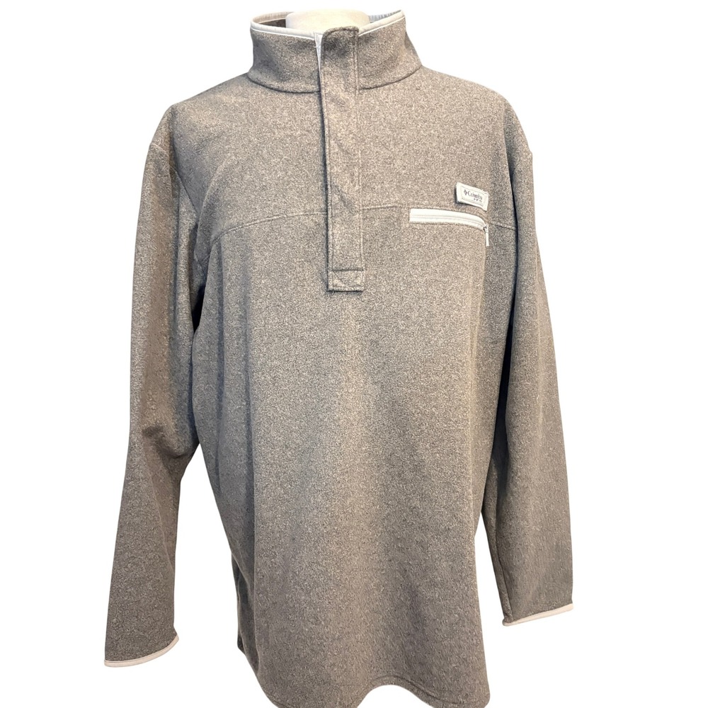 Columbia PFG Mens Gray Quarter Snap Fleece Pullover Jacket Size 2XL Workwear